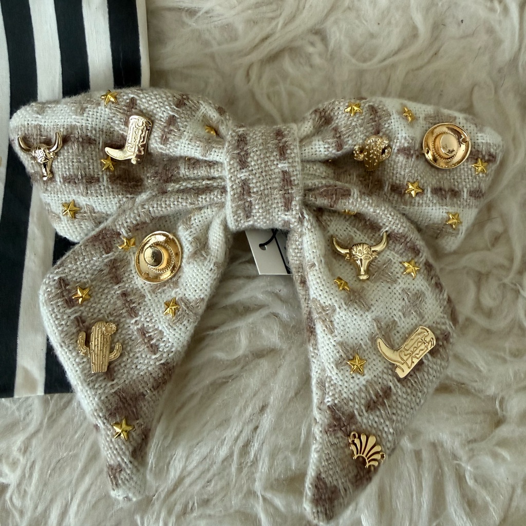 Lele Sadoughi Lonestar Embellished Bow Barrette - Desert Dusk Nwt